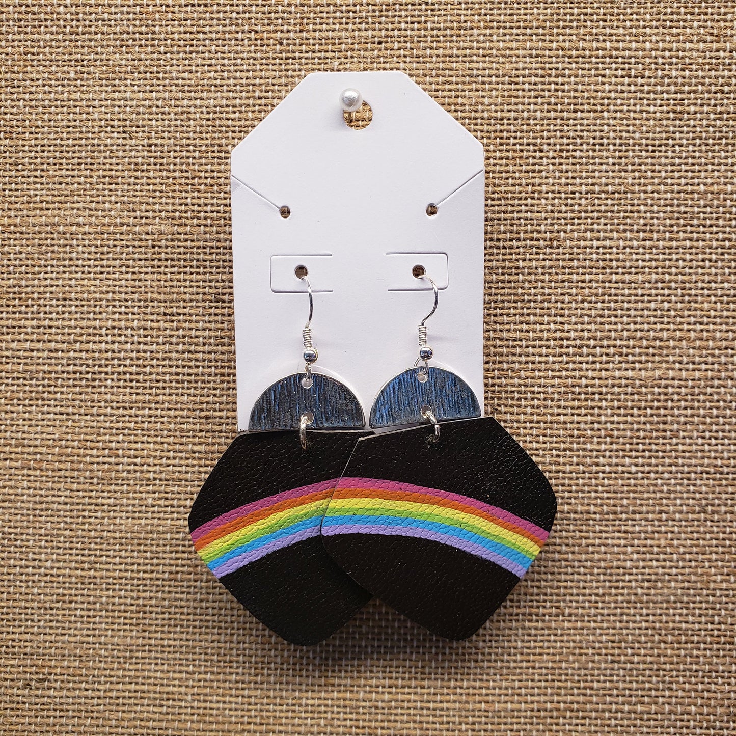 Handpainted Rainbow Dangle Leather Earrings