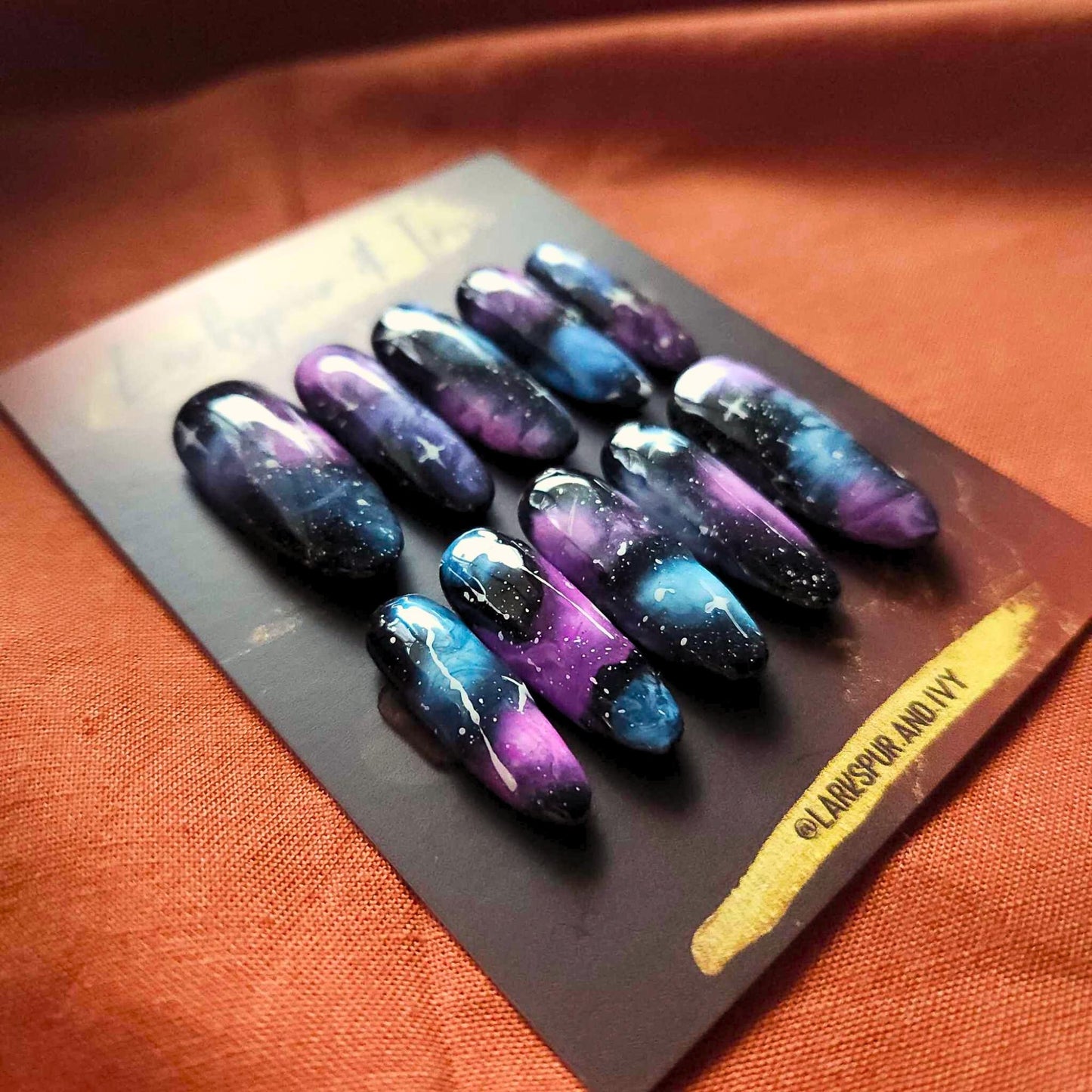 Long Natural Round Galaxy Space Celestial Apres Gel-X Press On Nails