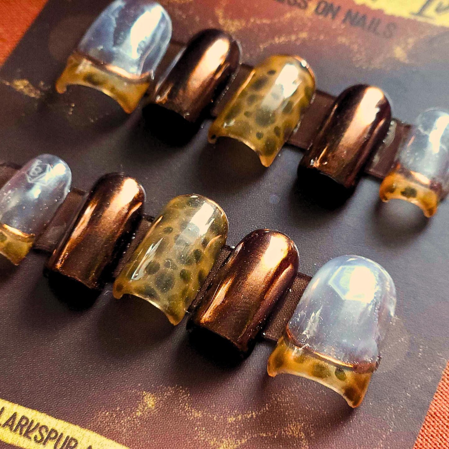 Sculpted Square Short Bronze Tortoiseshell French Tip Apres Gel-X Press On Nails B Grade Size Small