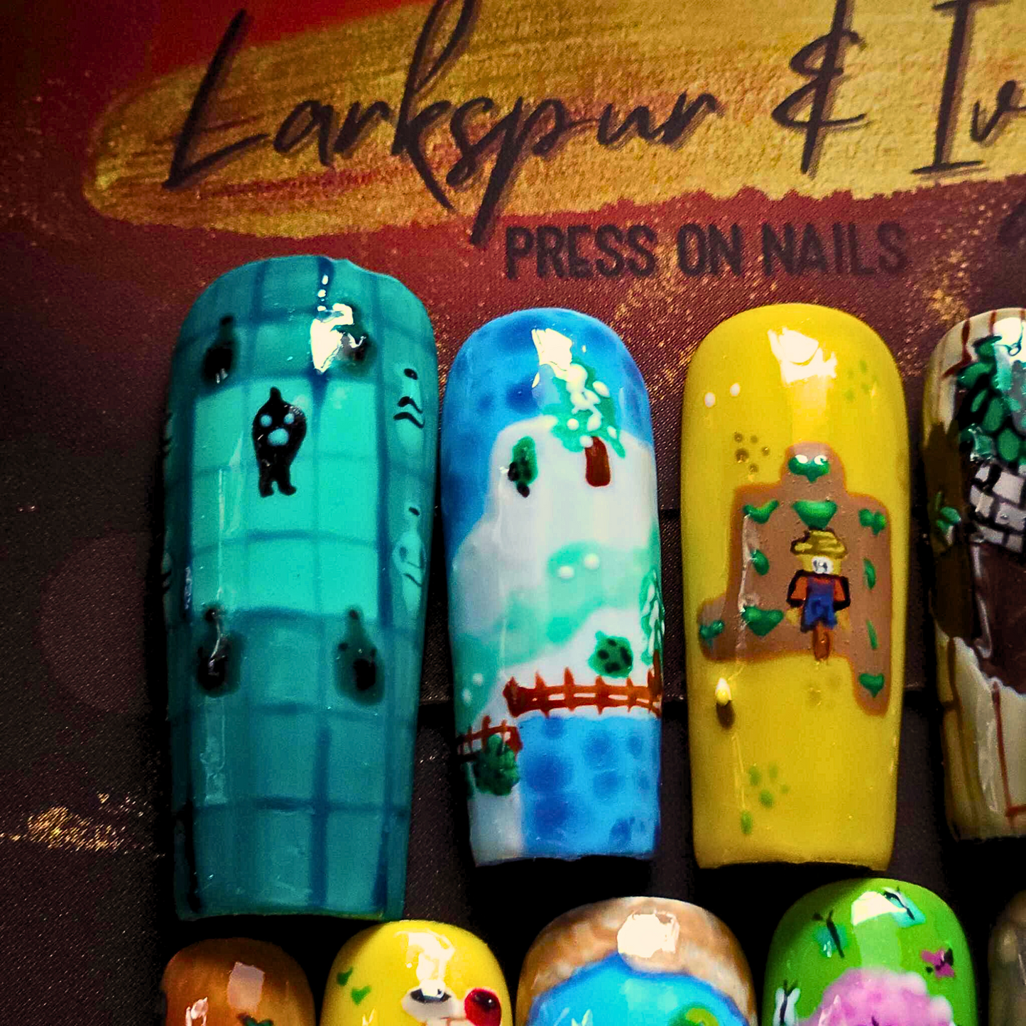 Long Sculpted Square STARDEW VALLEY Fanart Apres Gel-X Press On Nails Size Extra Large