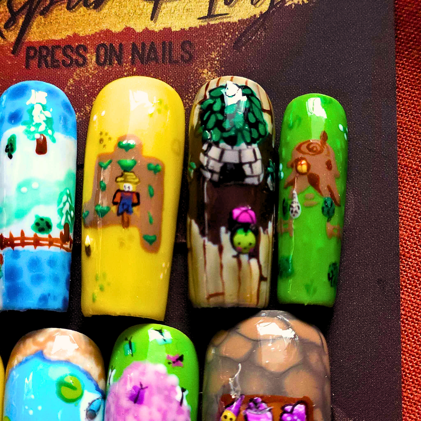 Long Sculpted Square STARDEW VALLEY Fanart Apres Gel-X Press On Nails Size Extra Large