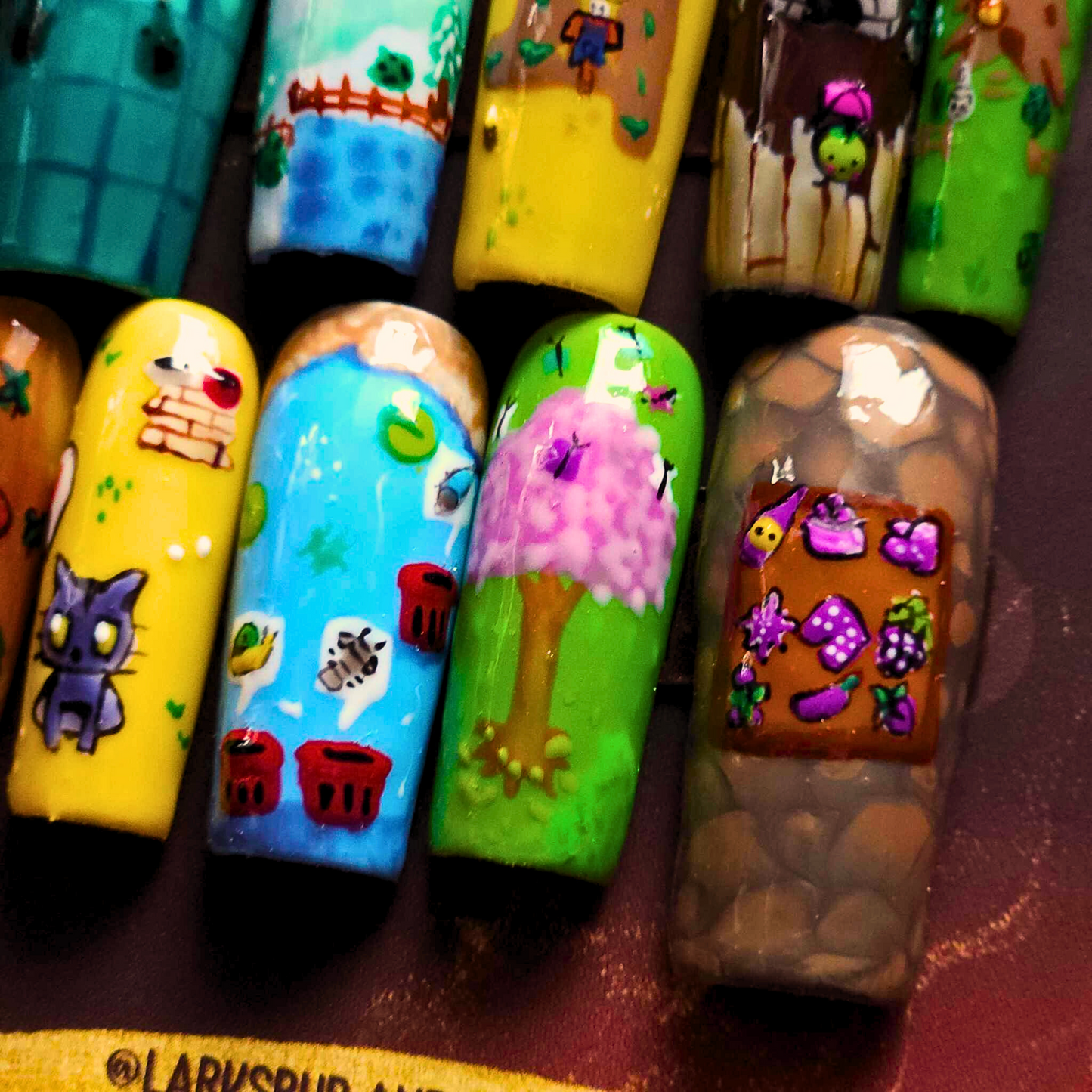 Long Sculpted Square STARDEW VALLEY Fanart Apres Gel-X Press On Nails Size Extra Large