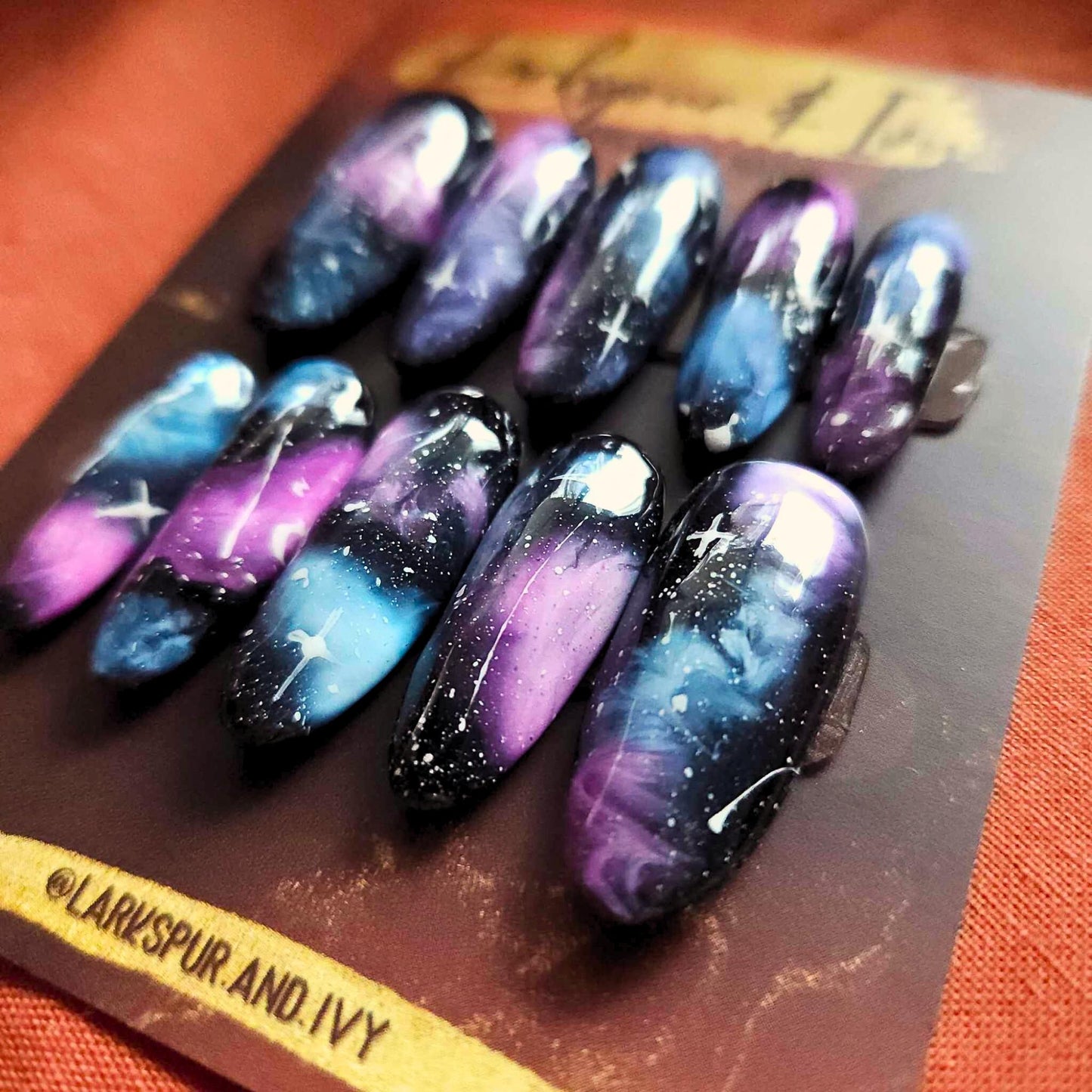 Long Natural Round Galaxy Space Celestial Apres Gel-X Press On Nails