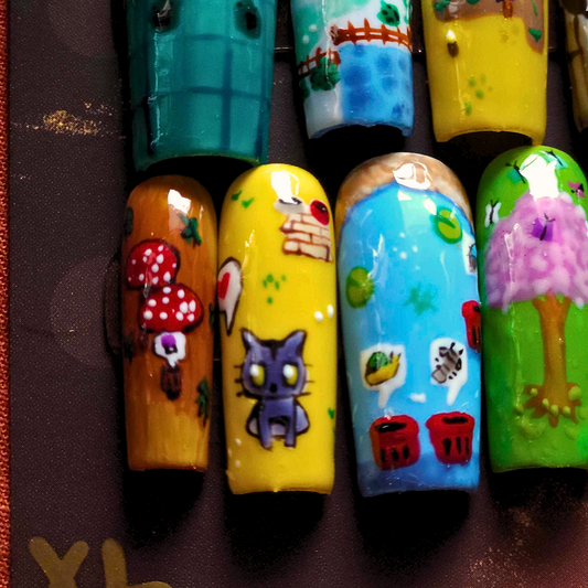 Long Sculpted Square STARDEW VALLEY Fanart Apres Gel-X Press On Nails Size Extra Large