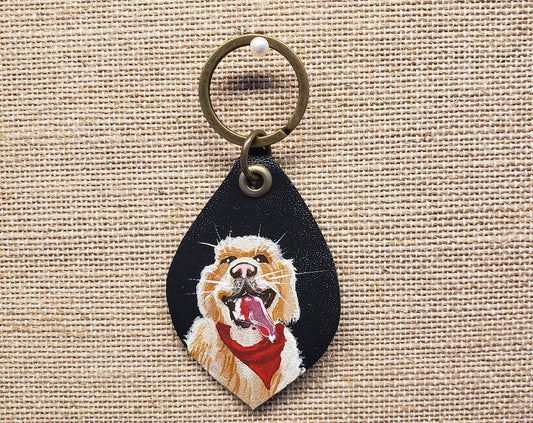 Custom Hand Painted Leather Keychain